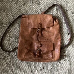 Genuine leather drawstring backpack